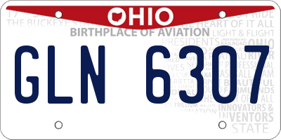 OH license plate GLN6307
