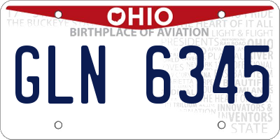 OH license plate GLN6345