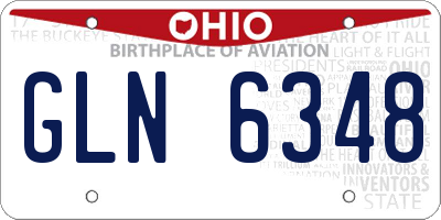 OH license plate GLN6348