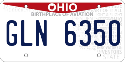 OH license plate GLN6350