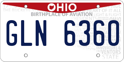OH license plate GLN6360