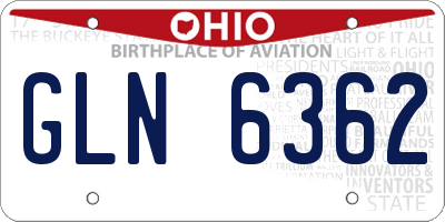 OH license plate GLN6362