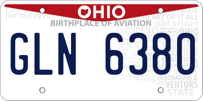 OH license plate GLN6380