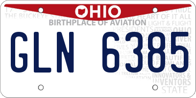 OH license plate GLN6385