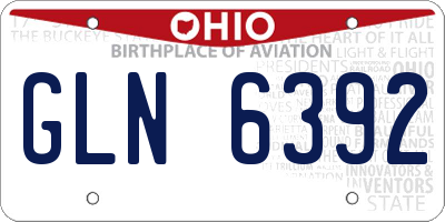 OH license plate GLN6392