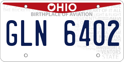 OH license plate GLN6402