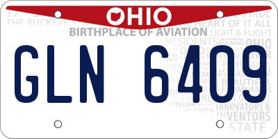 OH license plate GLN6409