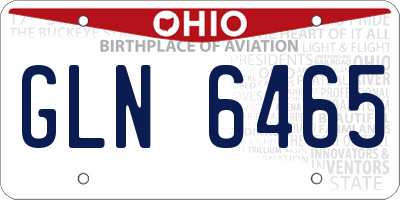 OH license plate GLN6465