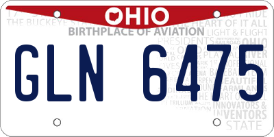 OH license plate GLN6475