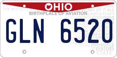 OH license plate GLN6520