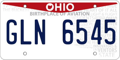 OH license plate GLN6545