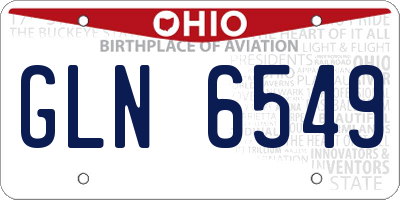 OH license plate GLN6549