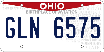 OH license plate GLN6575