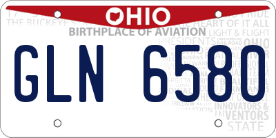 OH license plate GLN6580