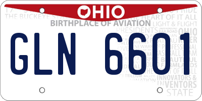 OH license plate GLN6601