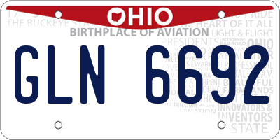 OH license plate GLN6692