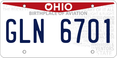 OH license plate GLN6701
