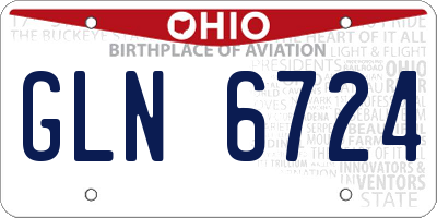 OH license plate GLN6724