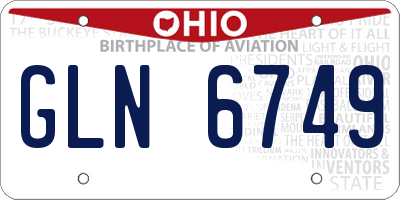 OH license plate GLN6749