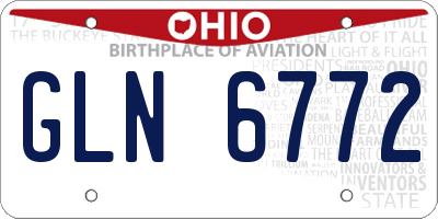 OH license plate GLN6772