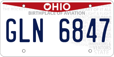 OH license plate GLN6847