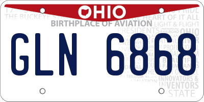 OH license plate GLN6868