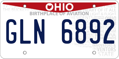 OH license plate GLN6892