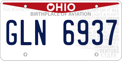 OH license plate GLN6937