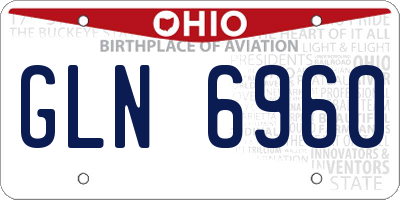 OH license plate GLN6960