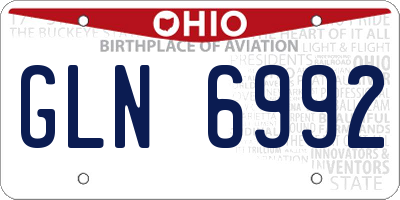 OH license plate GLN6992
