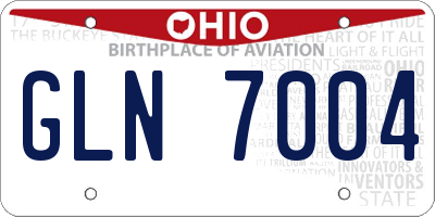 OH license plate GLN7004