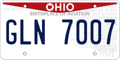 OH license plate GLN7007