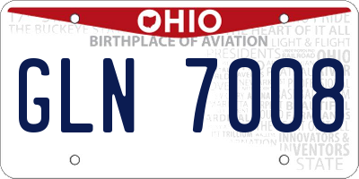 OH license plate GLN7008