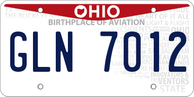 OH license plate GLN7012