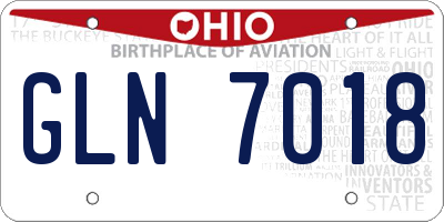 OH license plate GLN7018