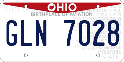 OH license plate GLN7028