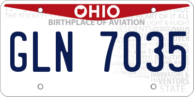 OH license plate GLN7035