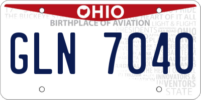 OH license plate GLN7040