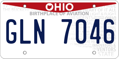 OH license plate GLN7046