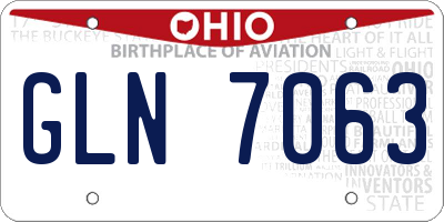 OH license plate GLN7063
