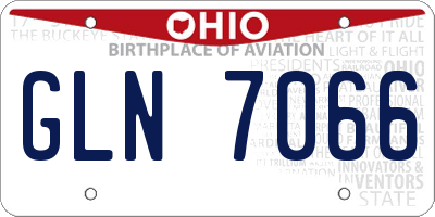 OH license plate GLN7066