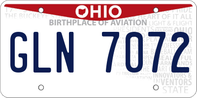 OH license plate GLN7072