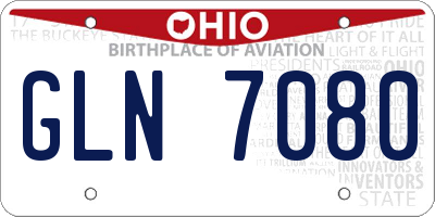 OH license plate GLN7080