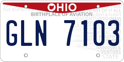OH license plate GLN7103