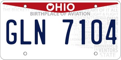 OH license plate GLN7104