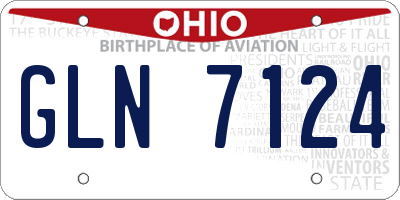 OH license plate GLN7124