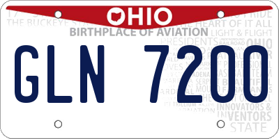 OH license plate GLN7200