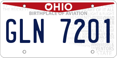 OH license plate GLN7201