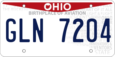 OH license plate GLN7204
