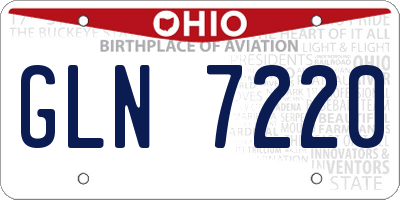 OH license plate GLN7220